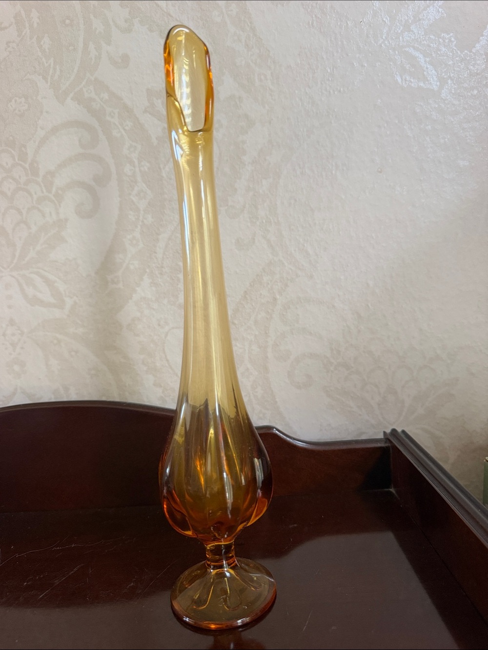 Vintage Viking Swung Vase 13” Honey Amber 6 Petal